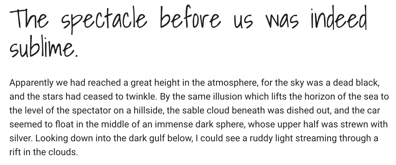 Font pairing preview of Shadows Into Light and Roboto