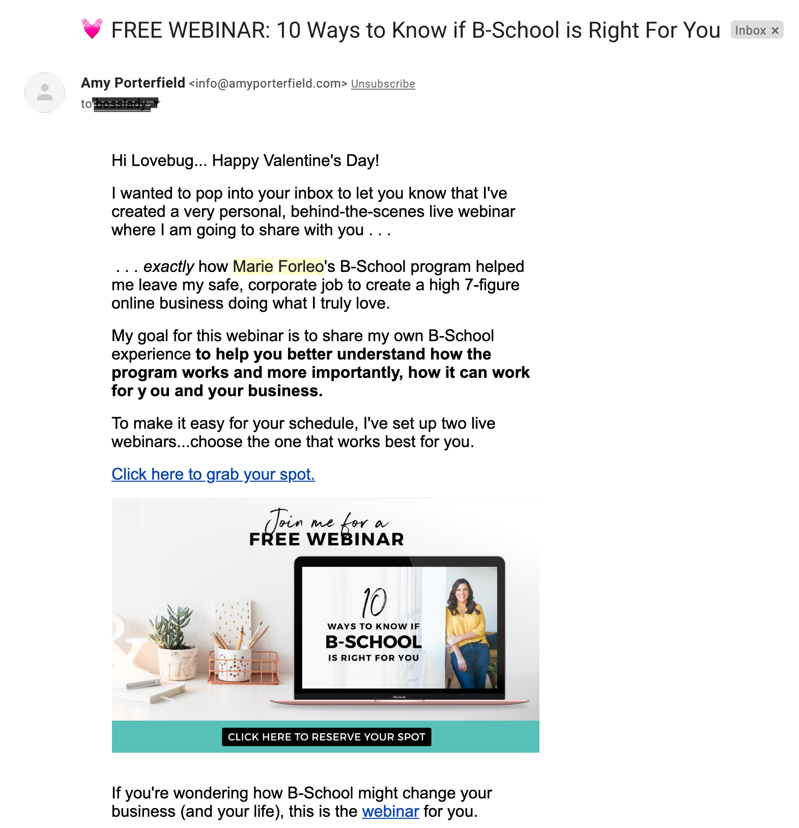 Even though this funnel is targeted towards her Amy Porterfield's email subscribers, that's just one of the ways she leads traffic to it (in addition to social media and, probably, Facebook Ads).