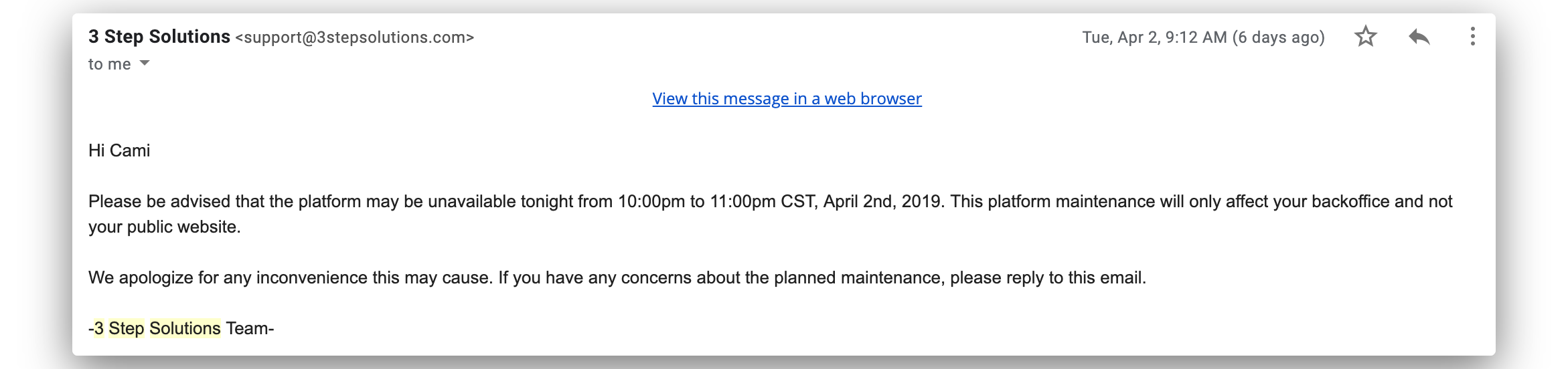 Plain text emails are very simple and look like normal emails, without a single image or additional styling.