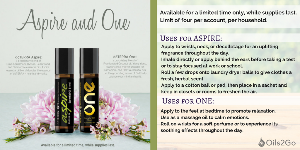 Aspire is a proprietary essential oil blend that enlivens the senses and inspires the soul. Apply Aspire to pulse points throughout the day to stay focused, energized, and driven. Let the grounding aroma of ONE help balance your mind and spirit.  #aspire #essentialoils #inspire #affirmations