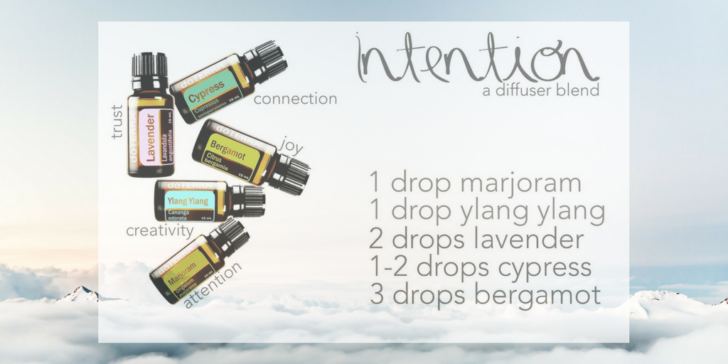 Fine tune your intentions using a diffuser blend of marjoram, ylang ylang, lavender, cypress & bergamont #intentions #positivemindset