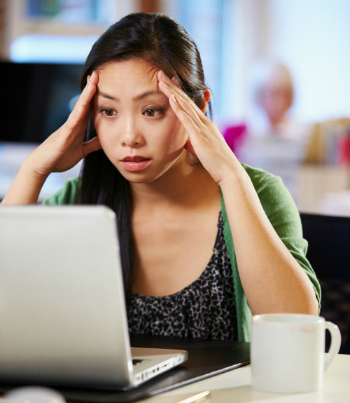 Stressed woman who needs essential oils