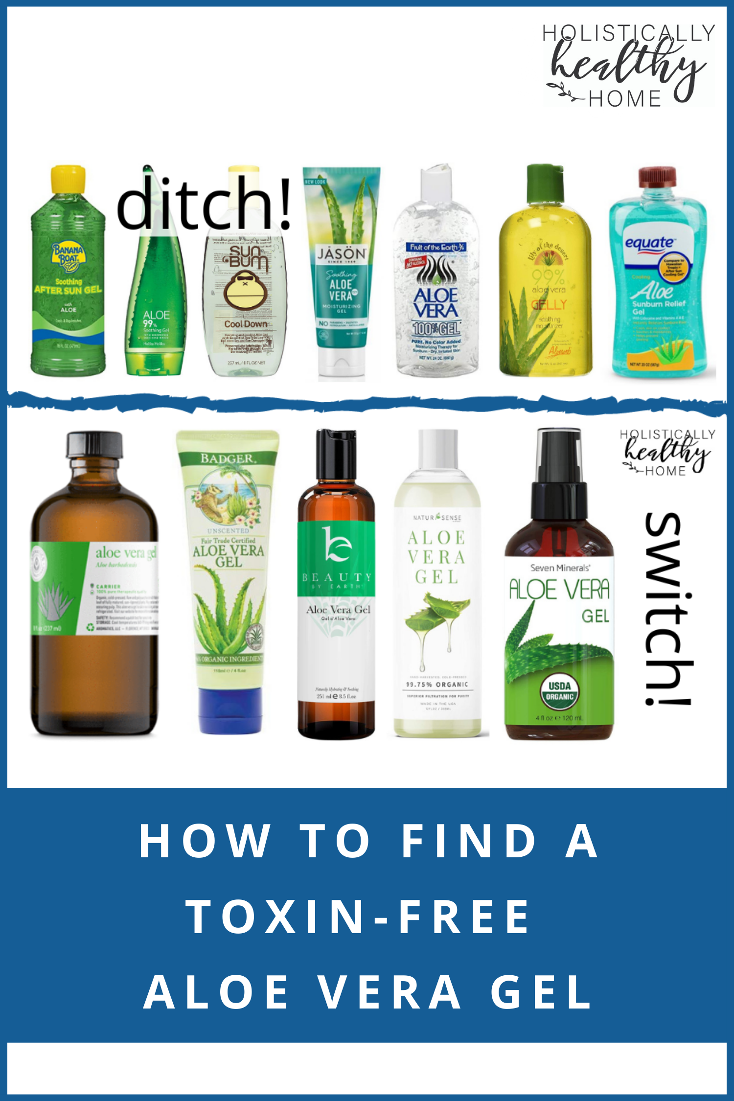 Most aloe vera gels in stores are full of junk ingredients that are linked to negative health impacts. Choose a toxin-free one instead! #toxinfreealoevera #safealoeveragel 