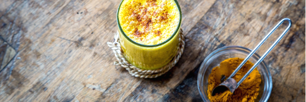 Golden milk with turmeric, cinnamon, and ginger for natural immune support