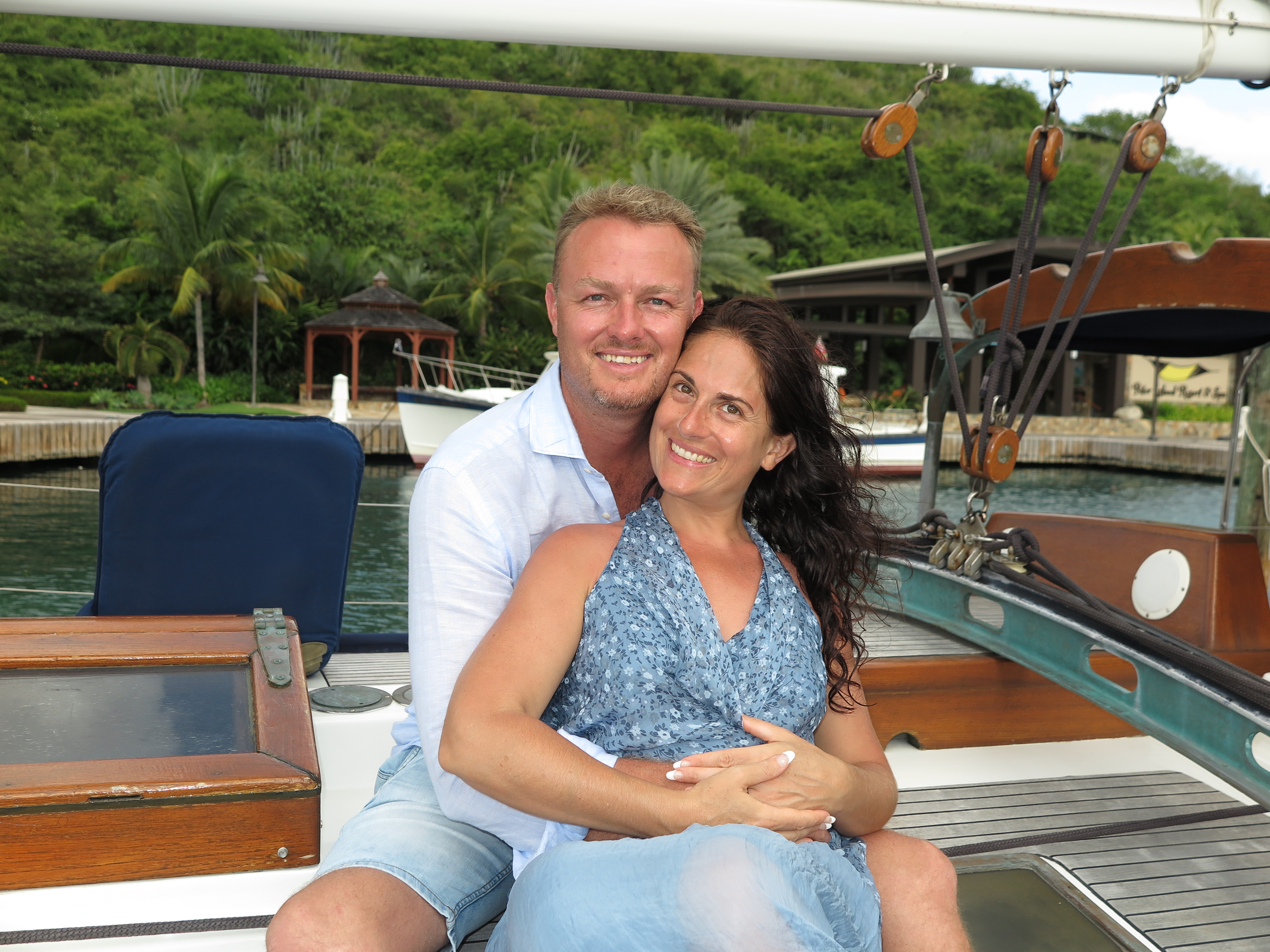 Paul and Vanessa Jean on board a boat during their 2017 doTERRA Presidential Diamond trip.