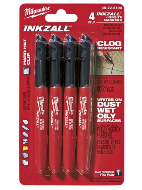 INKZALL™ BLACK FINE POINT MARKERS (4 PK)