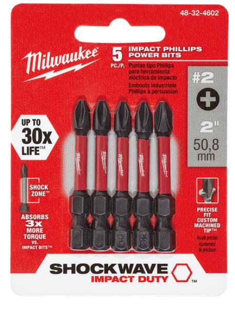 SHOCKWAVE™ POWER BIT PHILLIPS #2 50MM (2) 5PK