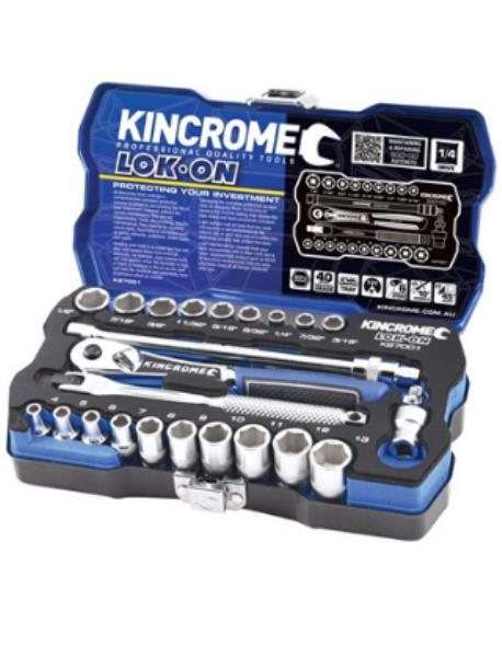 LOK-ON™ SOCKET SET 24 PIECE 1/4 DRIVE - METRIC & IMPERIAL