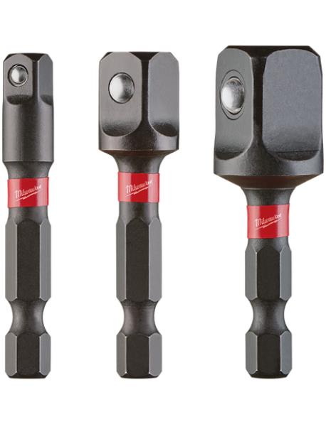 SHOCKWAVE™ POWER BIT SOCKET ADAPTER 3PC SET 1/4'' HEX TO 1/4'', 3/8'', 1/2'' SQUARE