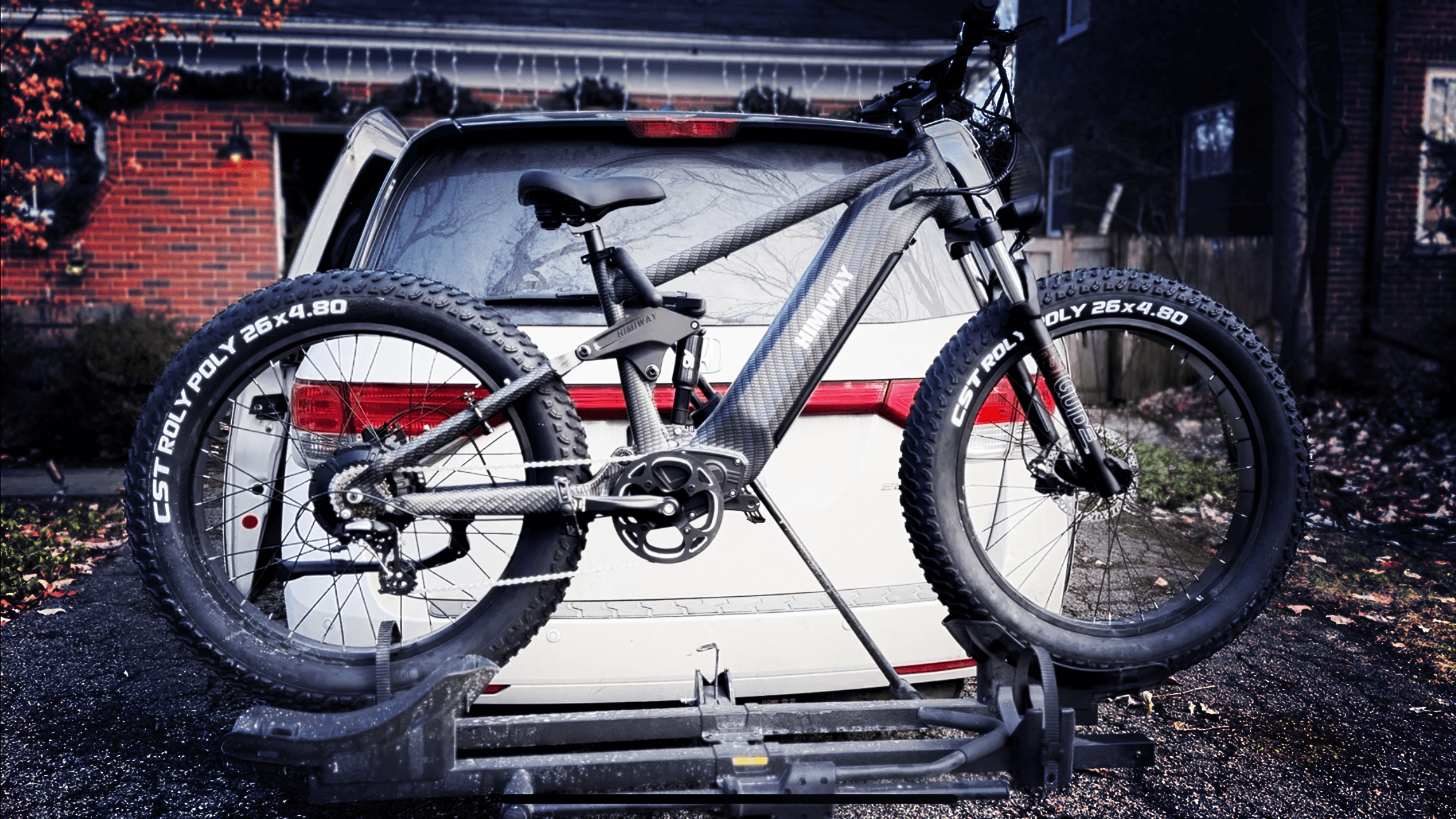 Himiway Cobra eBike and hitch mount bike rack