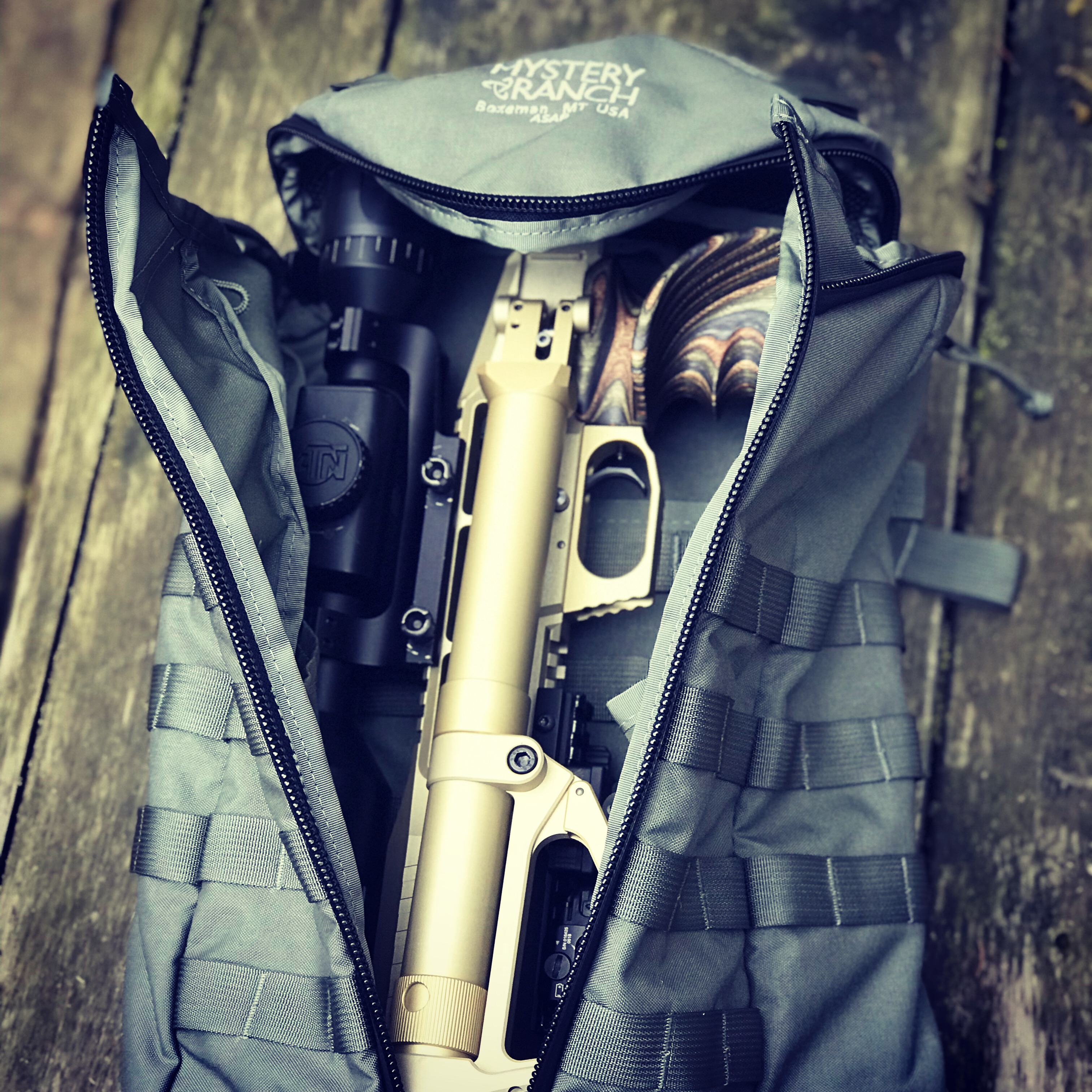 EDgun Leshiy and a Mystery Ranch ASAP backpack in green