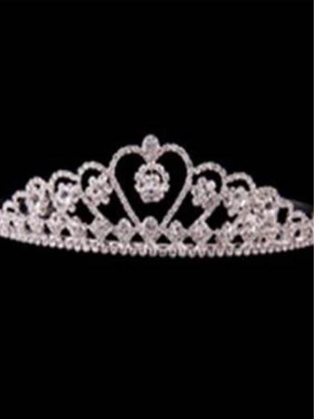 Large Heart Crystal Tiara - Silver