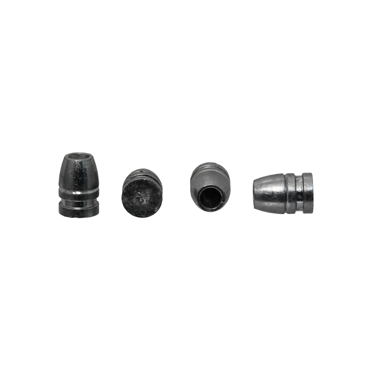 45 caliber 365gr High Arc Hunter airgun slug with hollow point cavity – front and side comparison.