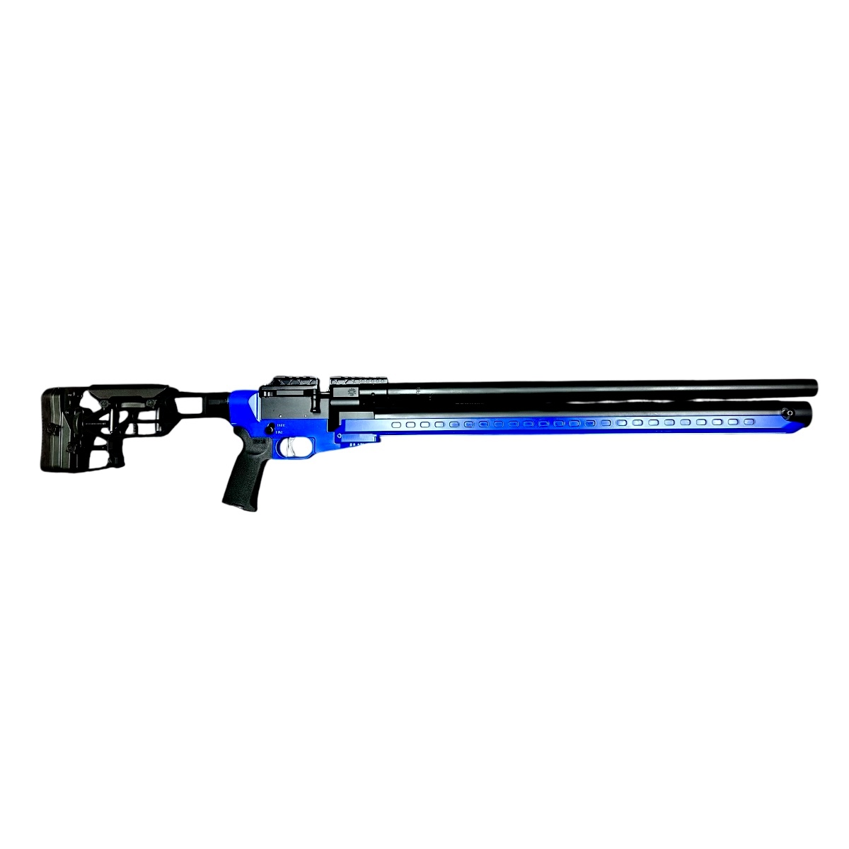 Full side view of the HPS Apex highlighting the integrated ARCA rail and fully adjustable competition buttstock.