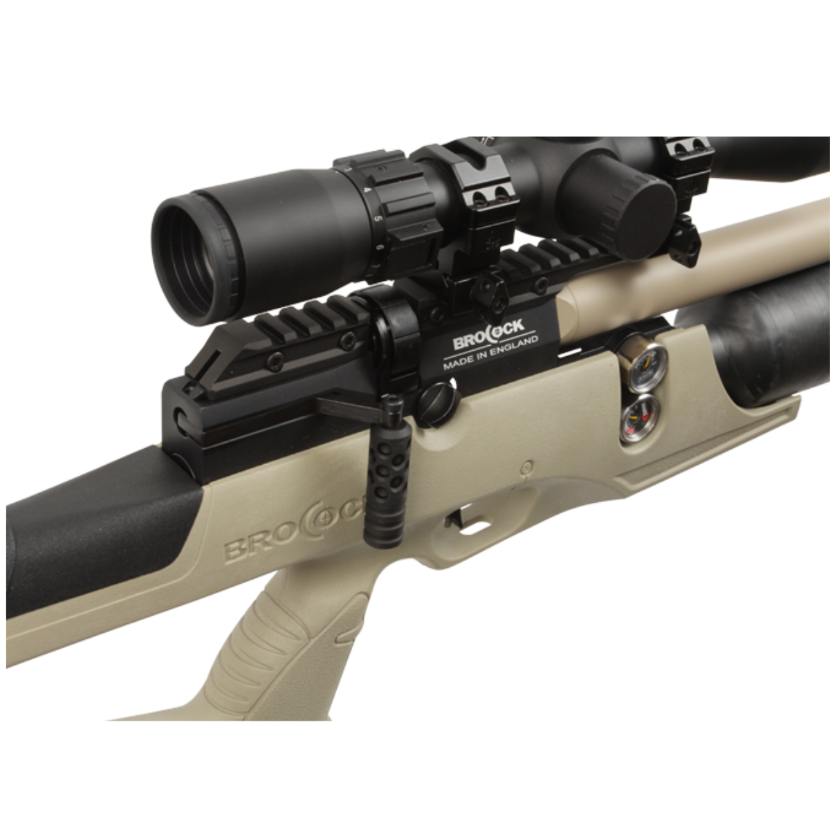 BRK Sonoran .30 air rifle with scope mounted on 20 MOA Picatinny rail