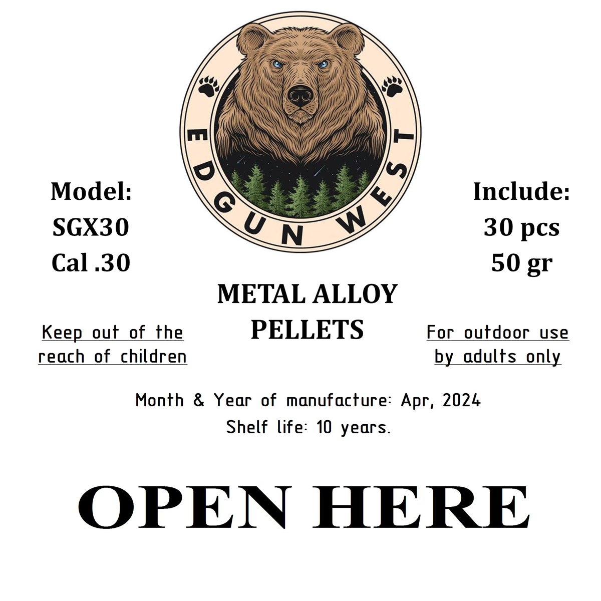 Edgun West 30 Cal Exploding Hollowpoint Slugs 50 gr