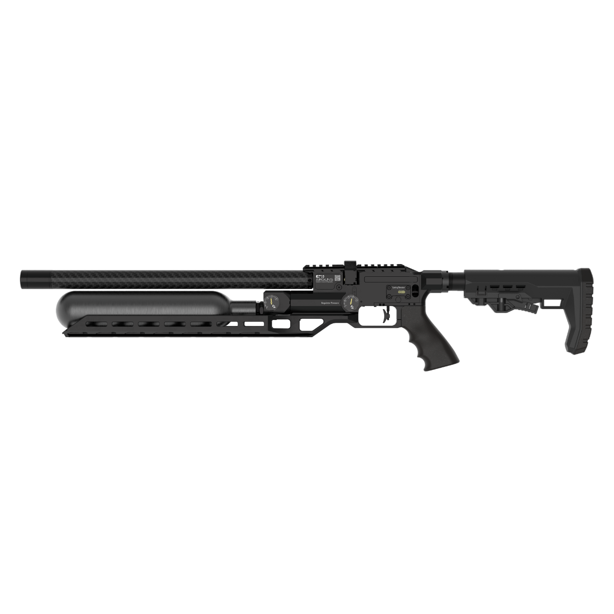 Left side view of Epic Vision Tactical highlighting the side-lever and regulator gauges