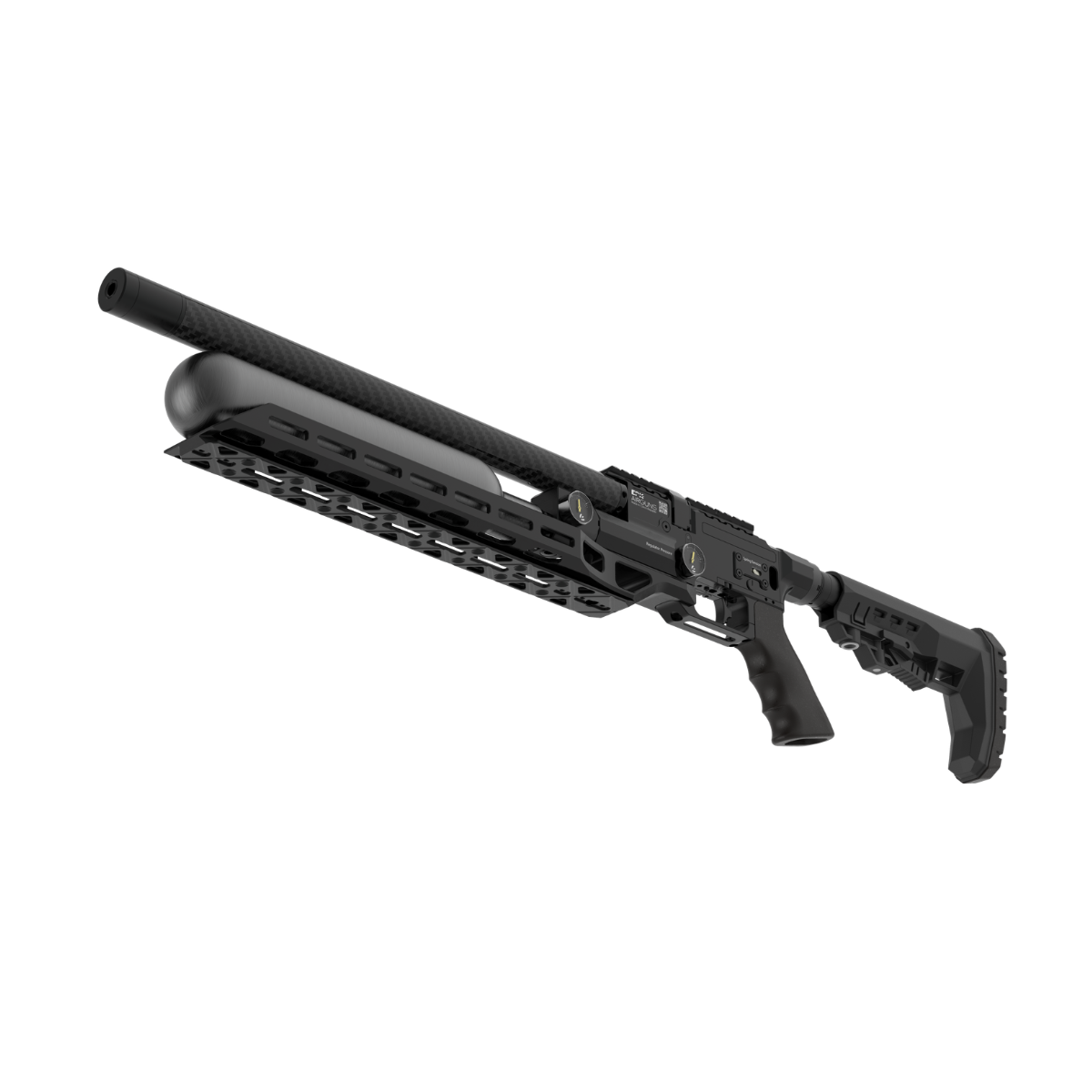 op down view showing 30 MOA Picatinny rail and 420mm tensioned barrel on Epic Vision