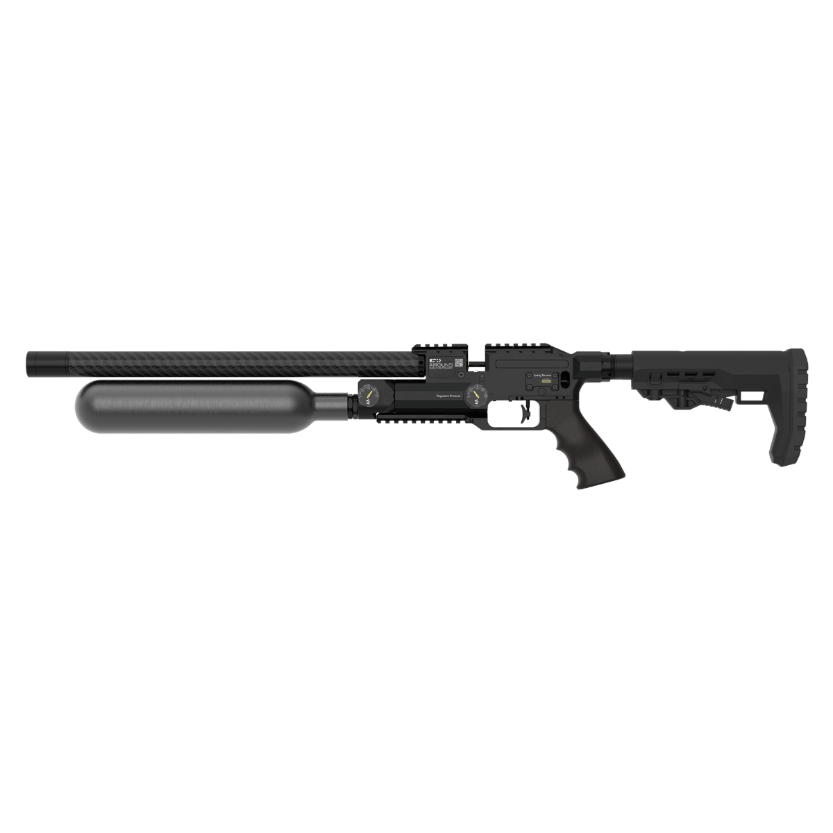 Epic Airguns Vision Bottle 420mm edition left side view highlighting the extended carbon fiber bottle and 420mm CZUB non-choked barrel.