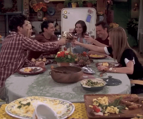 Scene from Friends dining together