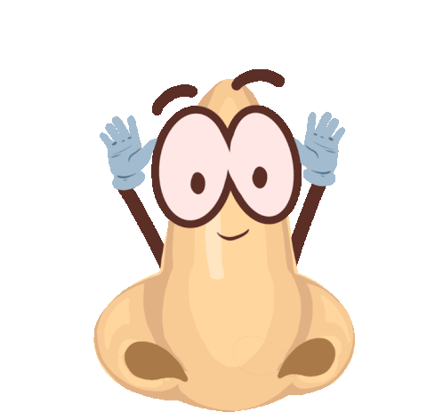 nose with googly eyes and arms