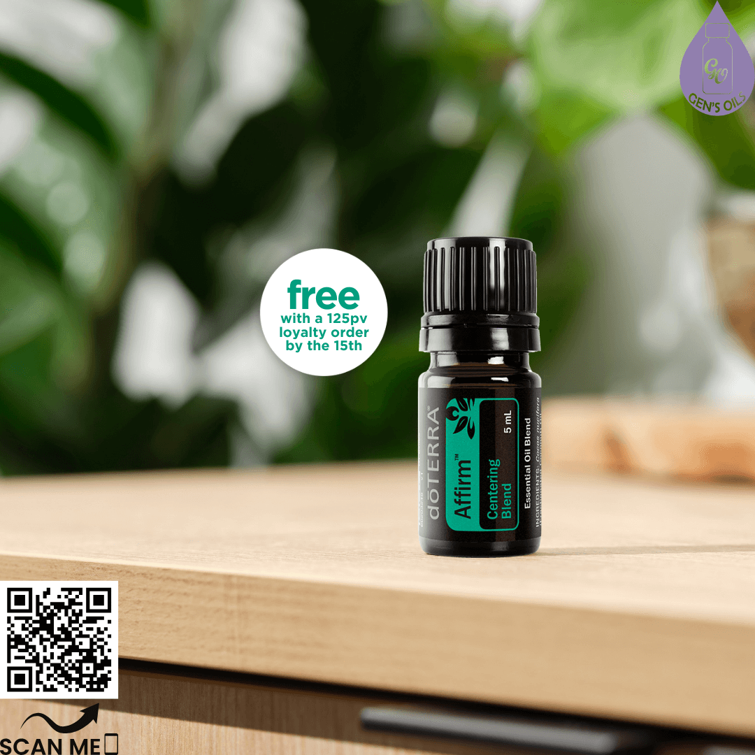 Affirm essential oil. The QR code opens a link to contact me.