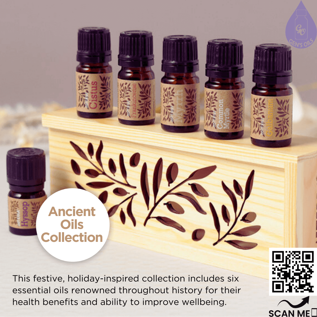Ancient Oils Collection. The QR code opens a link to purchase this collection.