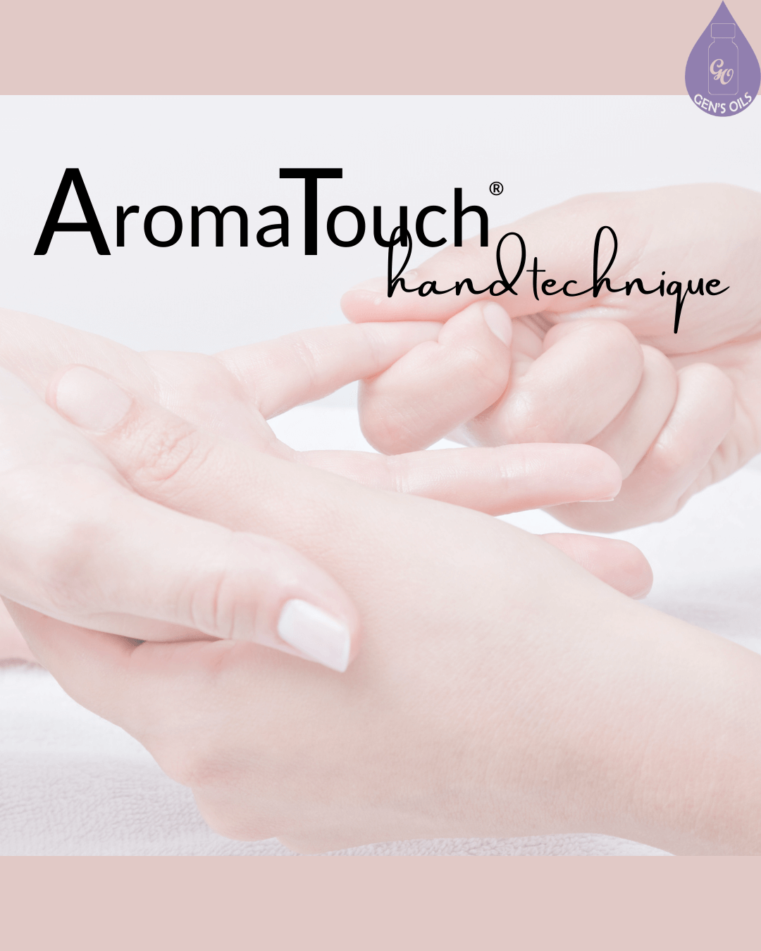 A close-up of a hand receiving a massage, with the words 