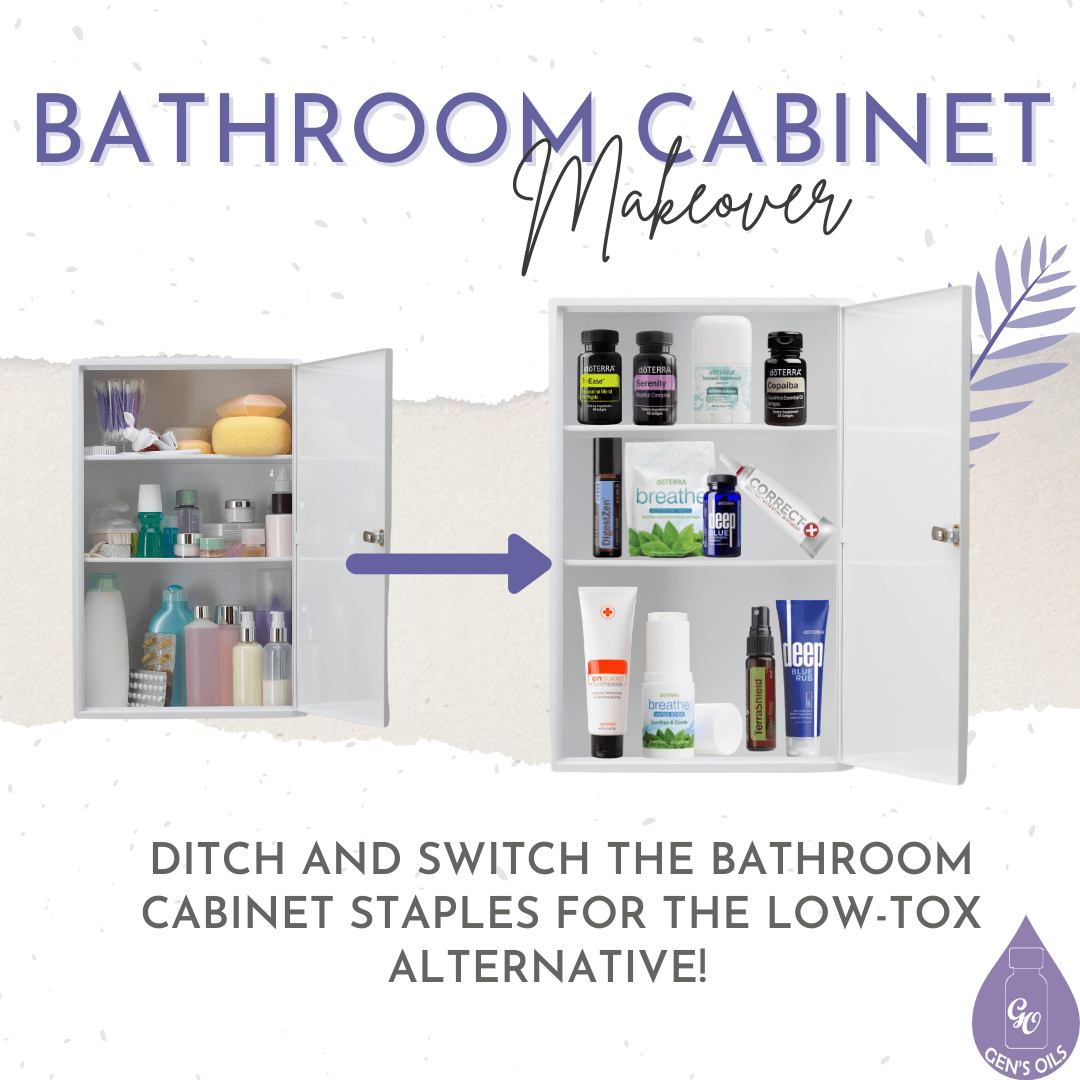 Bathroom Cabinet Makeover. Ditch & switch the bathroom cabinet staples for the low-tox alternatives.