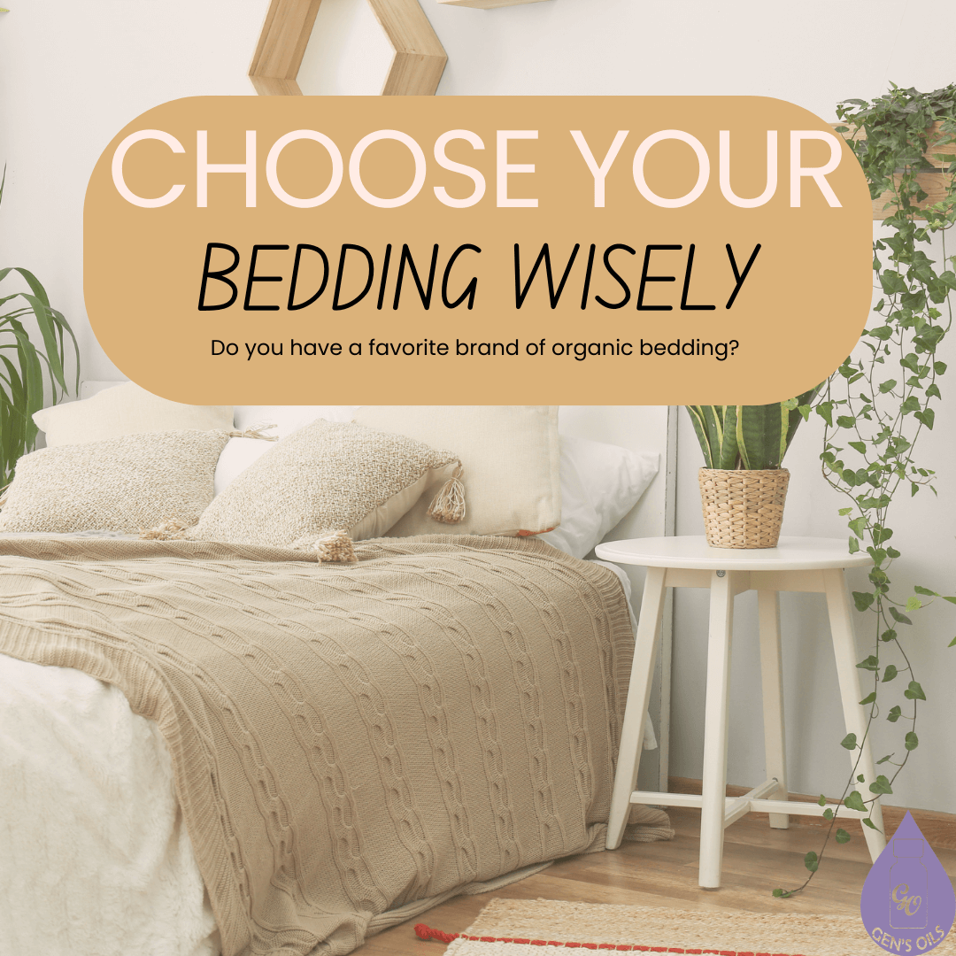 Choose your bedding wisely, over an image of a bedroom.