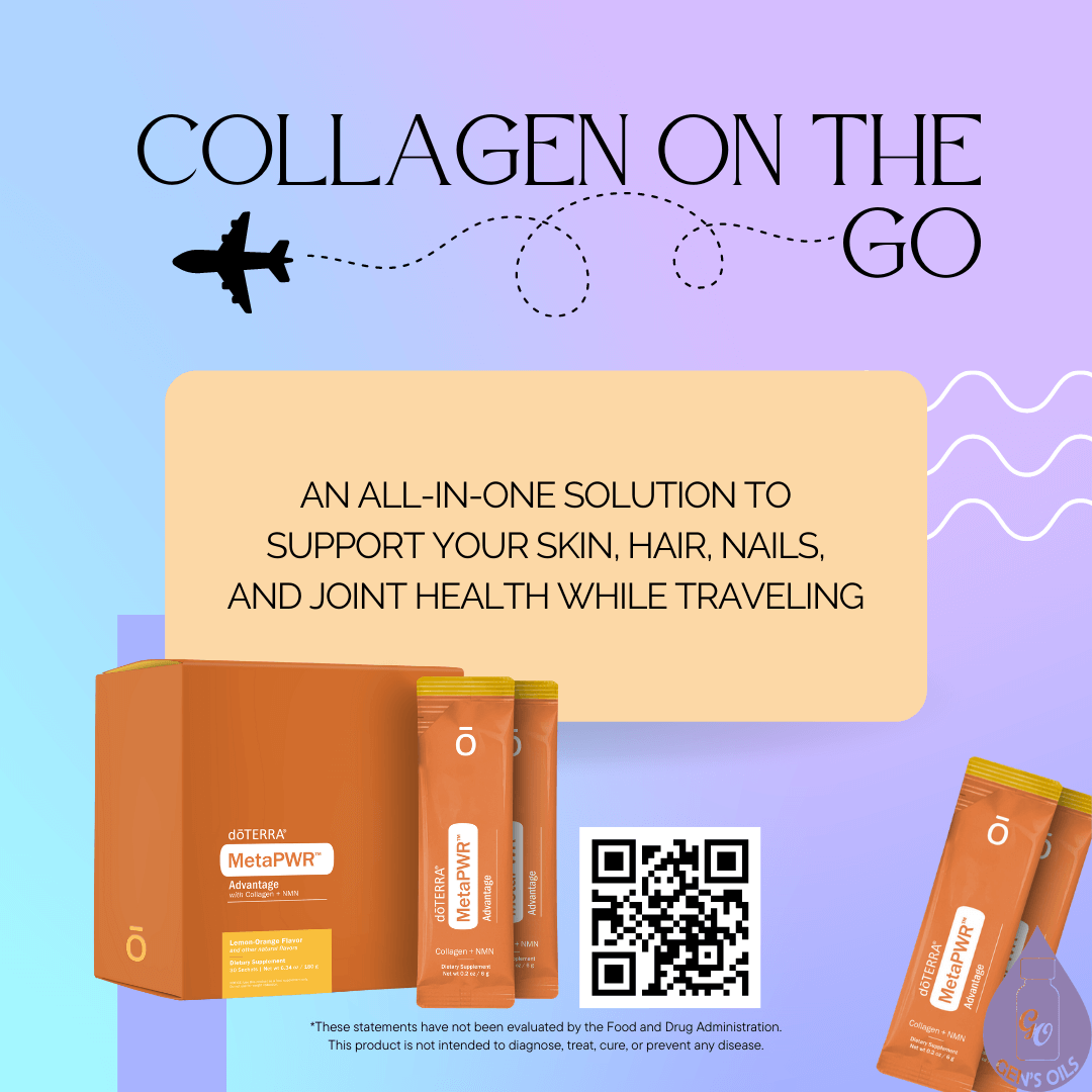 A box of MetaPWR Advantage sachets. The QR code opens a link to purchase MetaPWR Advantage.