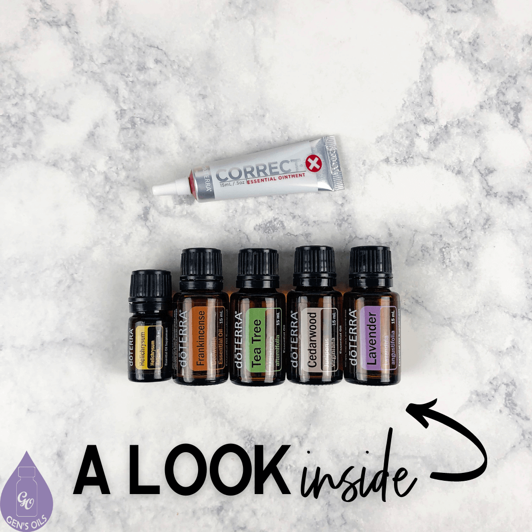 A tube of Correct X & the oils inside, on a marble surface