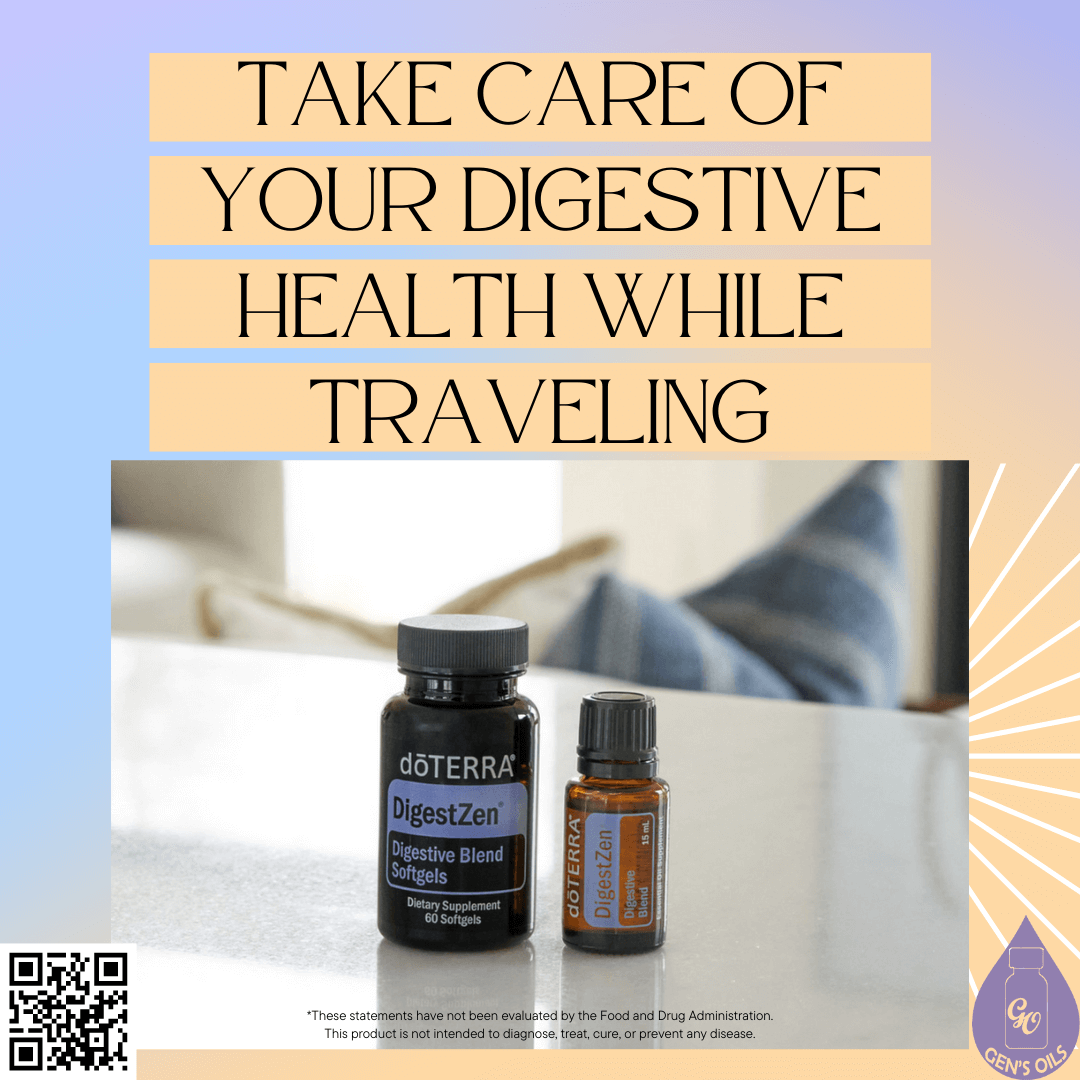 A bottle of DigestZen softgels & DigestZen oil. The QR code opens a link to purchase these products.