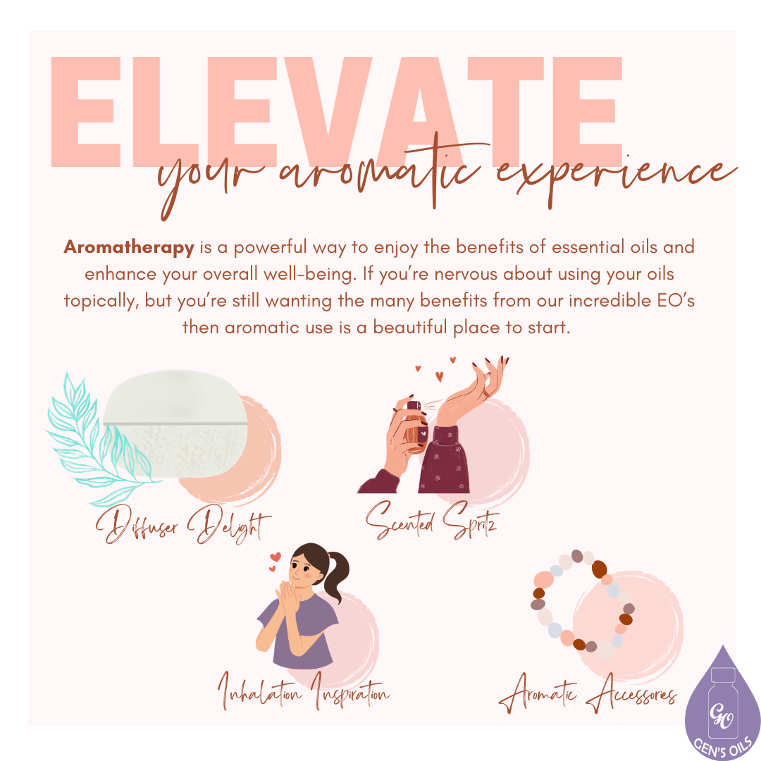 Elevate your aromatic experience. Showing different ways to use essential oils aromatically.