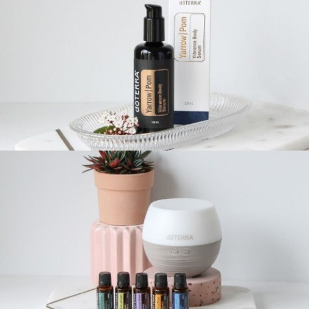 YarrowPOM Body Serum (top). Emotional Wellness Starter Kit (bottom)