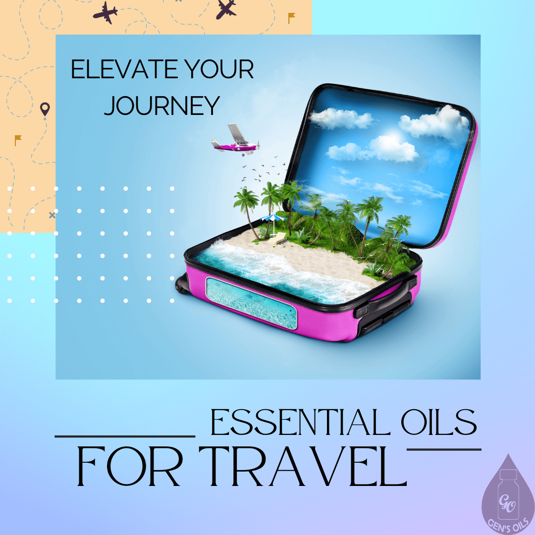 Essential Oils for Travel. A small travel case sits open.
