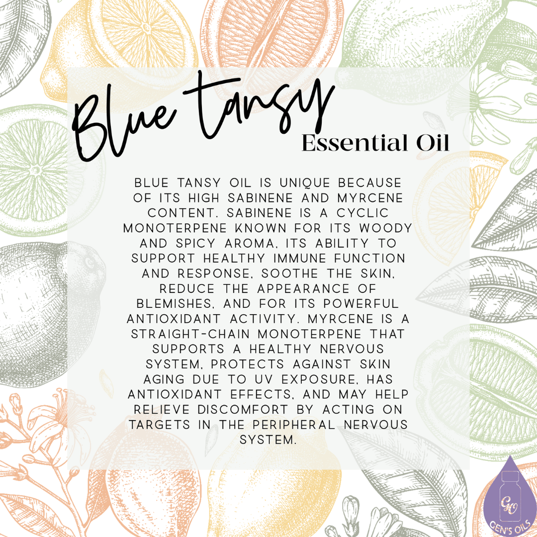 A description of Blue Tansy essential Oil.