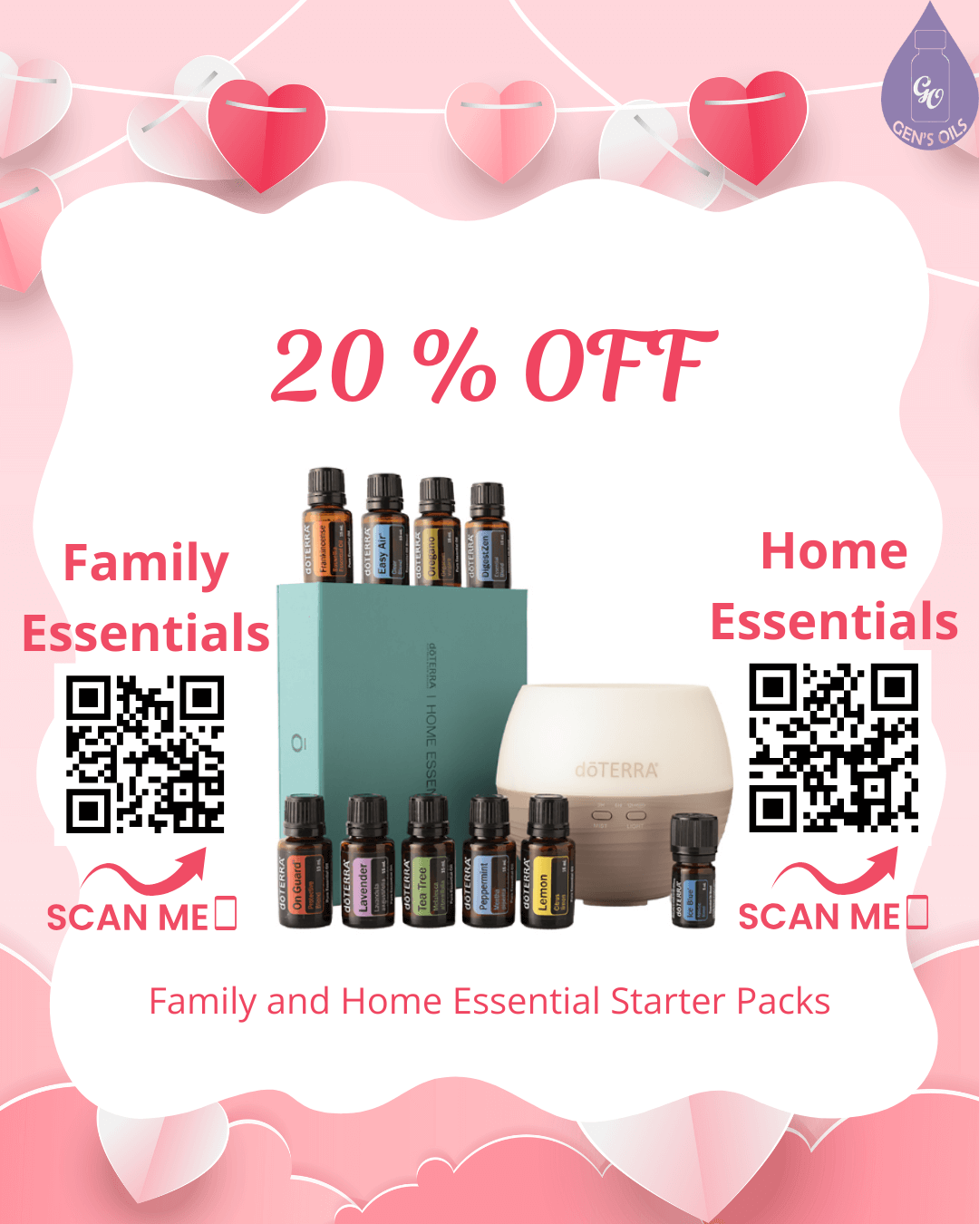 20 % off Family & Home Essentials Starter Packs. 
