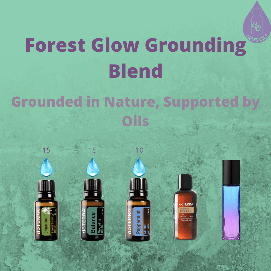 Forest Glow Grounding Blend. Grounded in Nature, Supported by Oils.