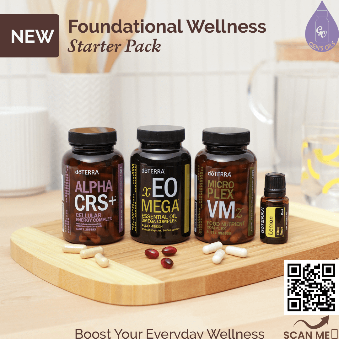 New: Foundationl Wellness Starter Pack with the Lifelong Vitality Supplements + Lemon essential oil.