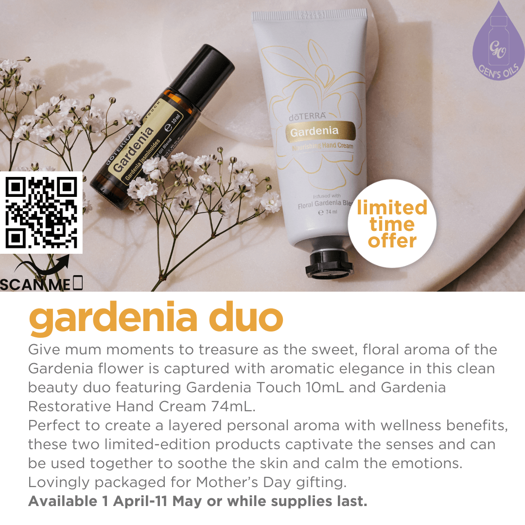 Gardenia Duo. The QR code opens a link to purchase this Limited-Time offer before 11 May or while stocks last.