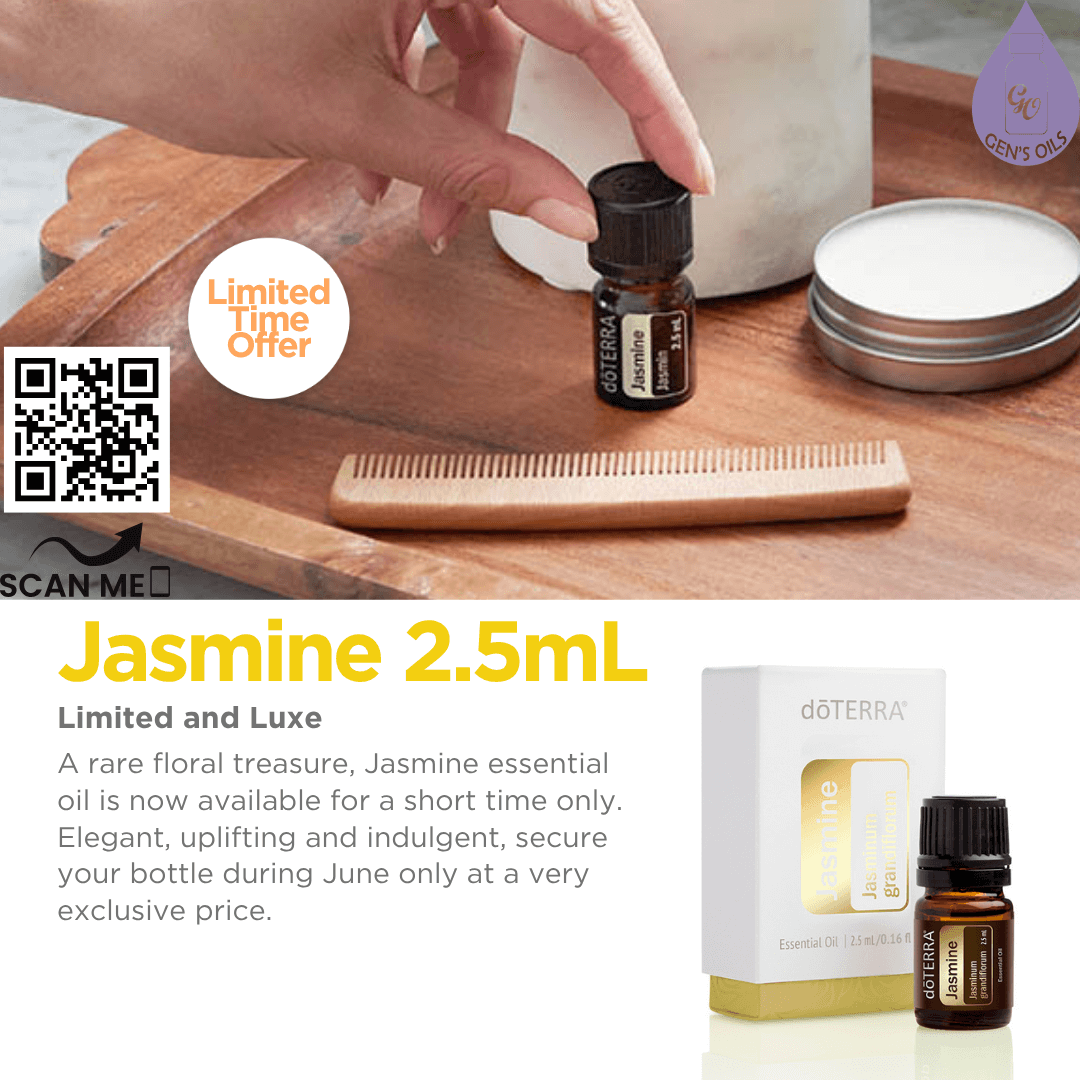 Jasmine 2.5mL. Limited Time Offer. The QR code opens a link to purchase Jasmine essential oil.