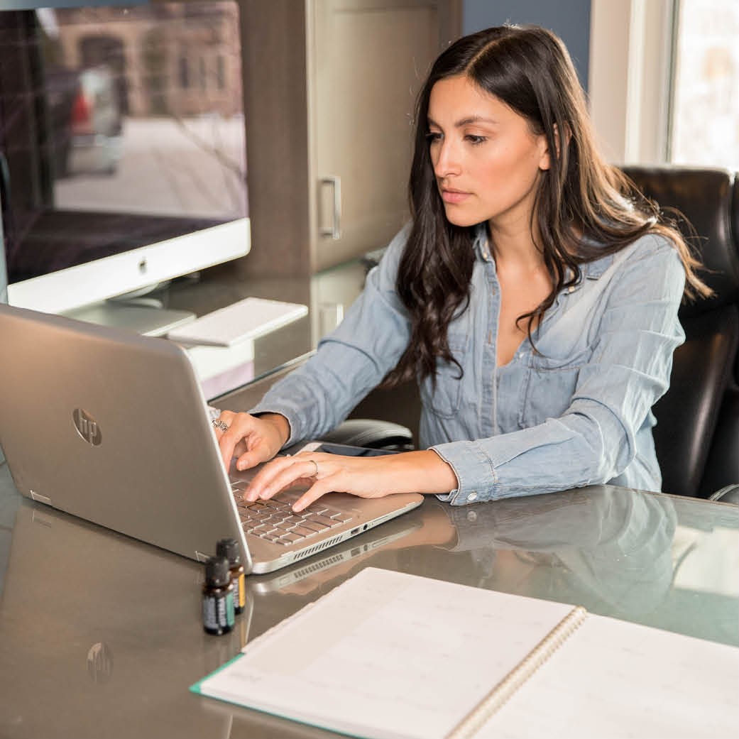 Woman placing her LRP order on a laptop
