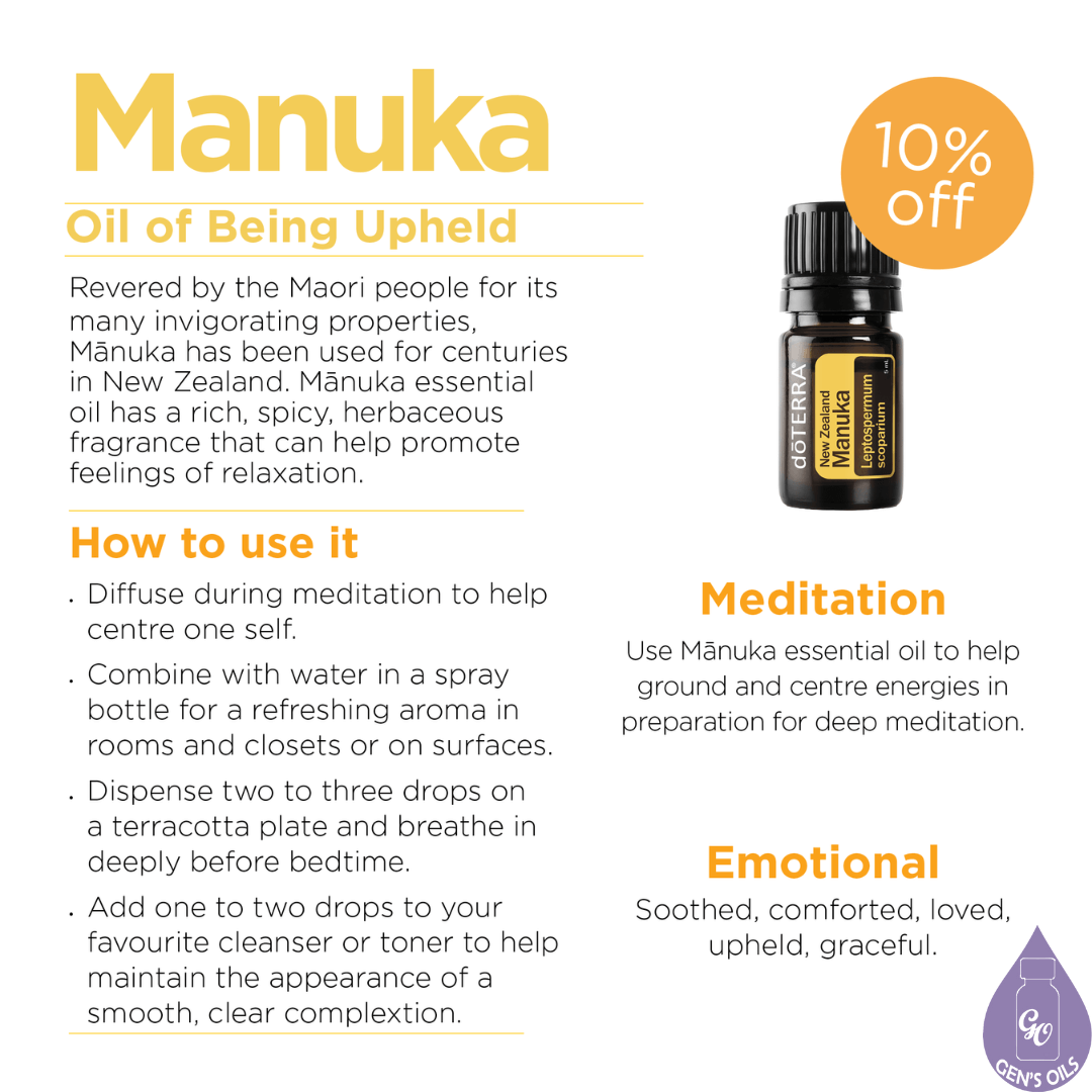 Manuka Oil of Being Upheld. 10% off.