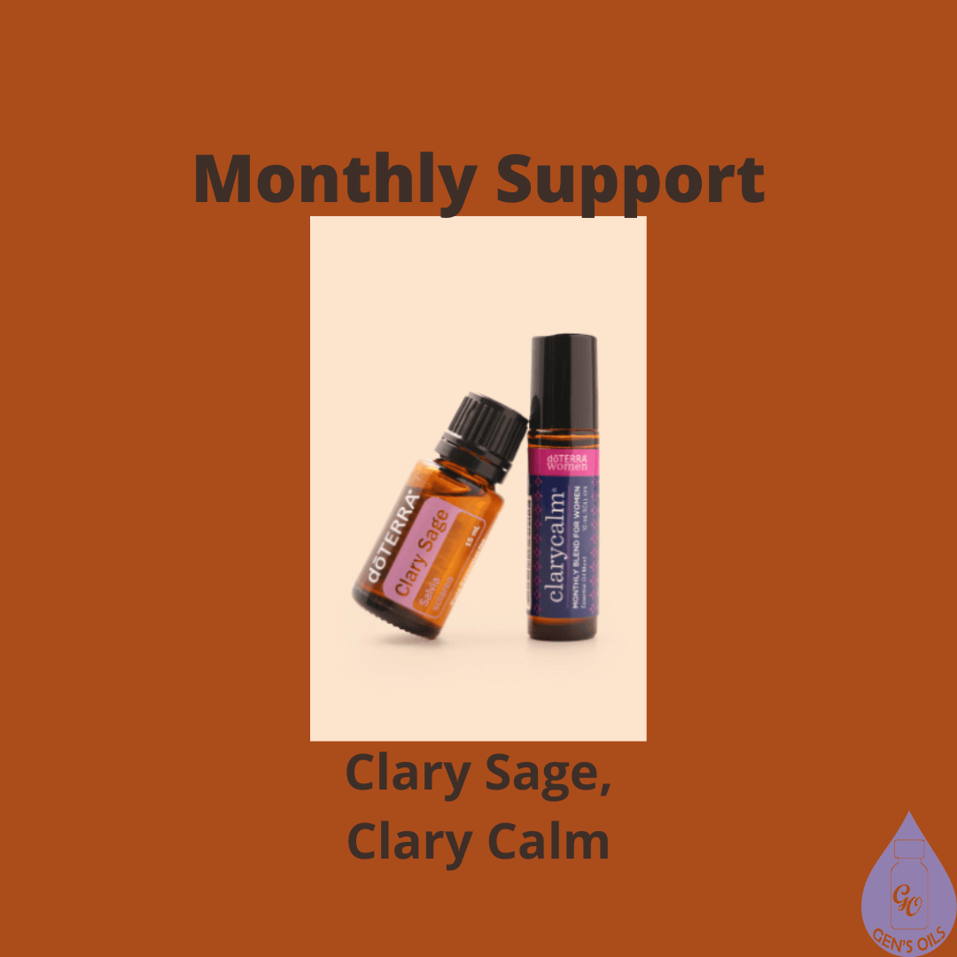Monthly Support with a bottle each of Clary Sage & ClaryCalm essential oils.