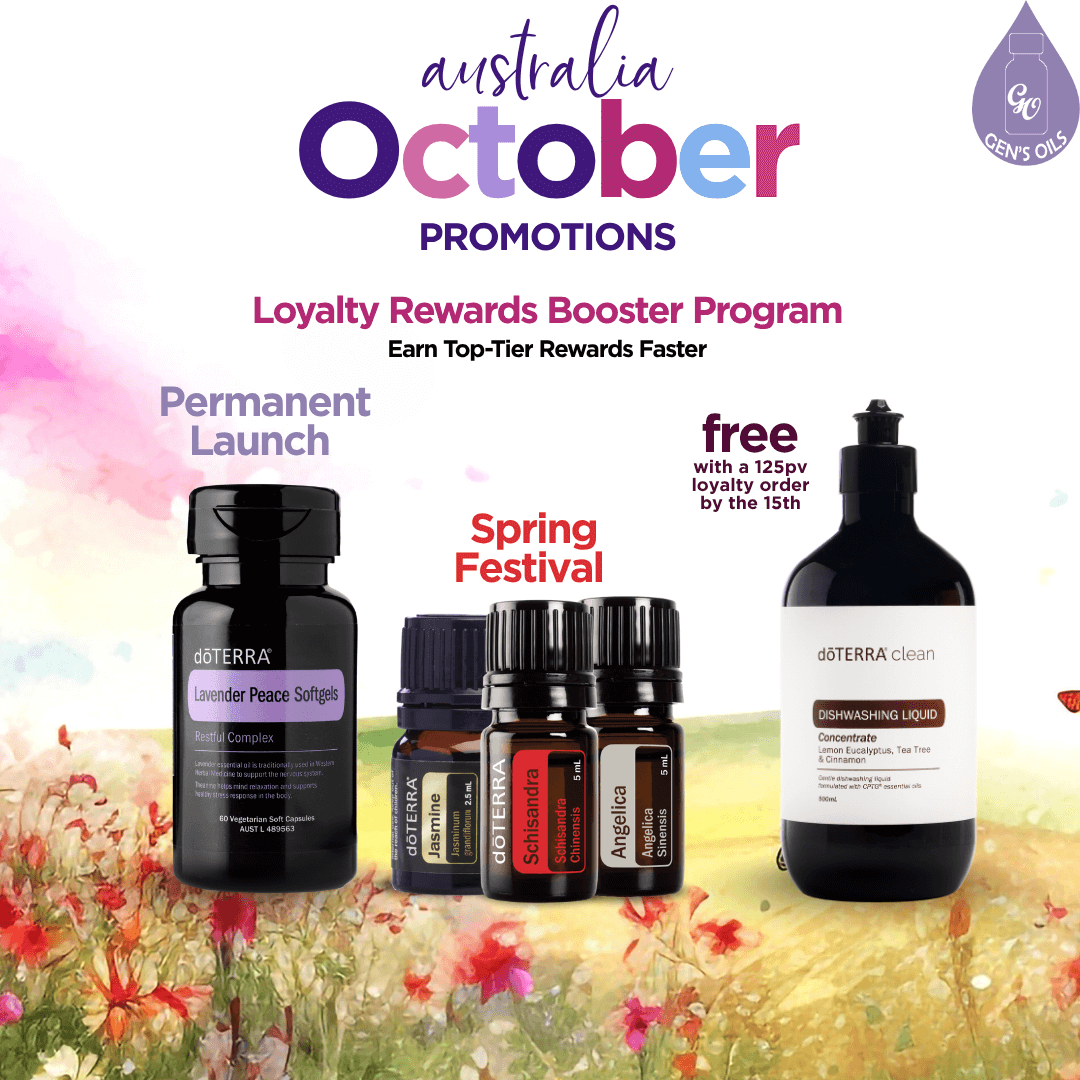 October promotions at a glance. Permanent Launch: Lavender Peace Softgels. Spring Festival. Product of the Month: FREE Dishwash liquid. 