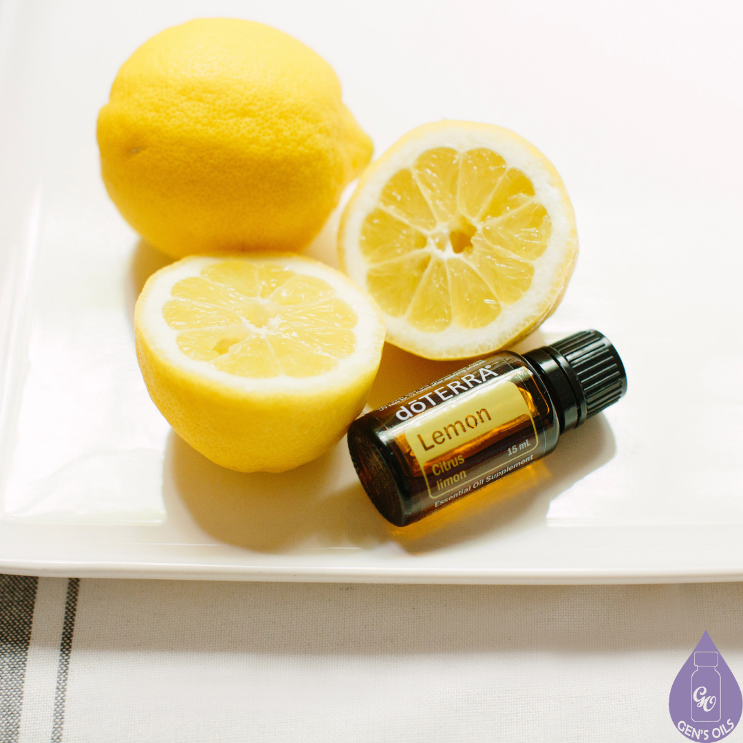 Lemon essential surrounded by lemons