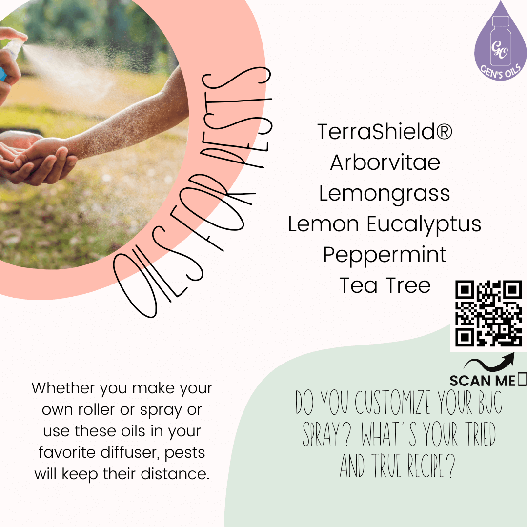 Suggested oils for pests. The QR code opens a link to purchase these oils.