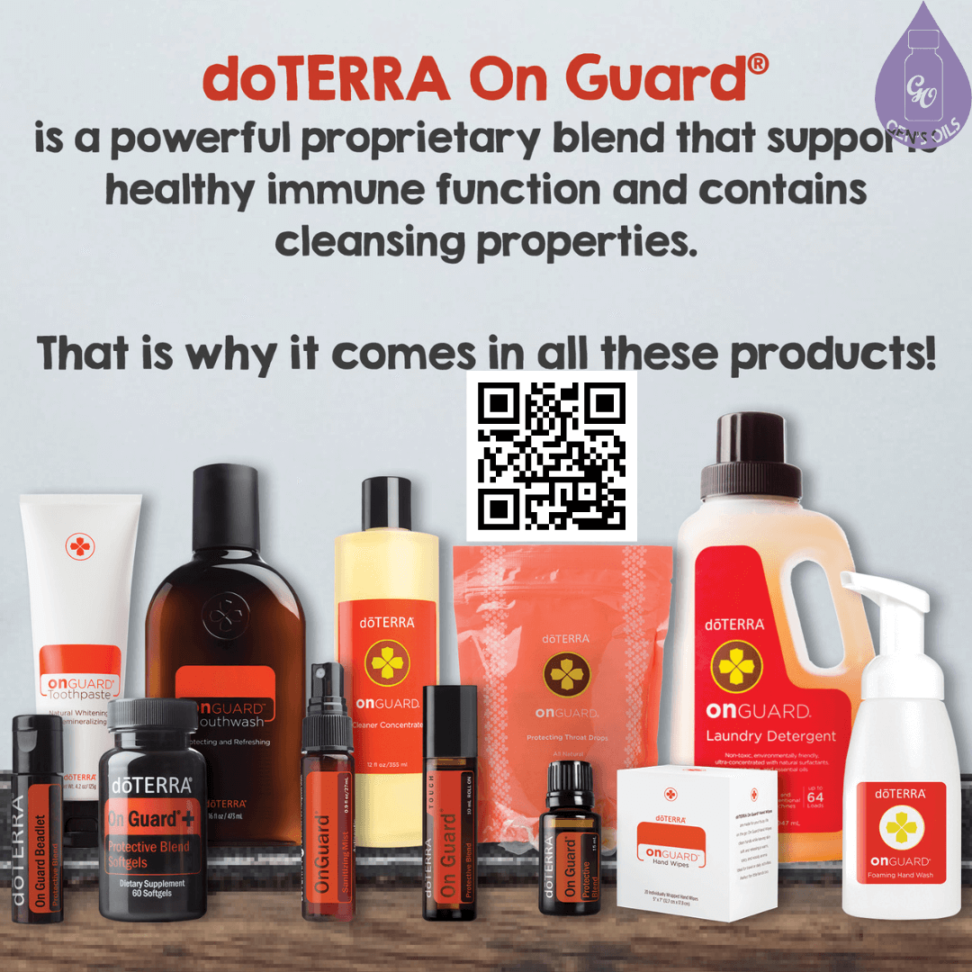 On Guard Product Range. The QR code opens a link to purchase the On Guard Bundle.