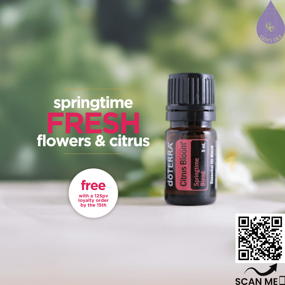 Citrus Bloom. Free with a 125pv Loyalty Rewards order. Scan the QR code to contact me & learn how you can earn free oils.